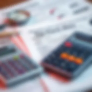 Illustration of tax forms and calculators