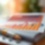 Financial graphs illustrating salary trends