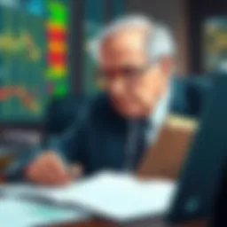 Warren Buffett analyzing stock charts